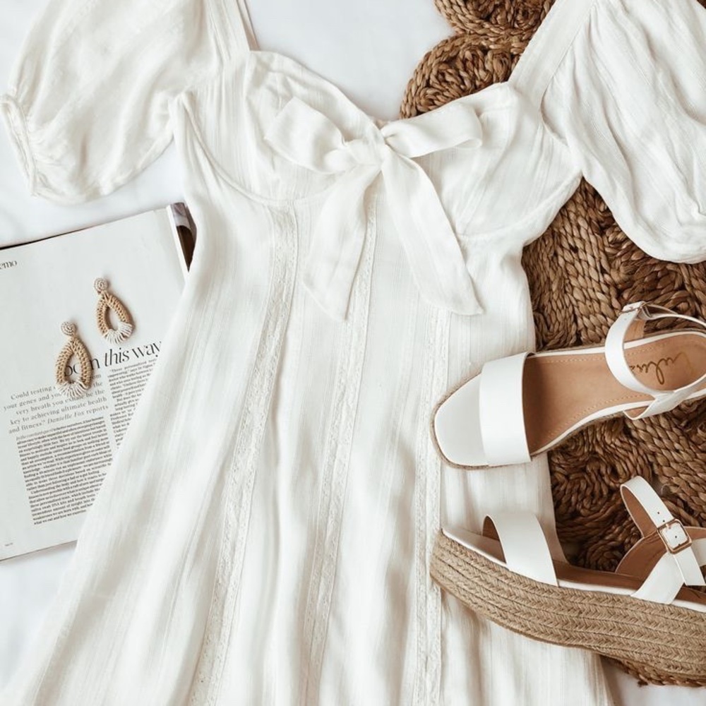 NWT Lulus Madeline White Puff Sleeve Mini Dress